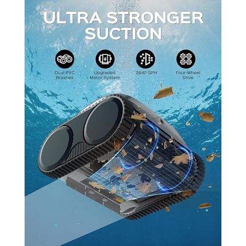  (2024 Upgrade) WYBOT C1 Robotic Pool Cleaner for In Ground Pools up to 65 FT in Length, 150mins Runtime, Cordless Pool Vaccum with Wall Climbing Function, Larger Top-Loading Filters