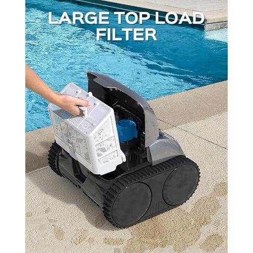  (2024 Upgrade) WYBOT C1 Robotic Pool Cleaner for In Ground Pools up to 65 FT in Length, 150mins Runtime, Cordless Pool Vaccum with Wall Climbing Function, Larger Top-Loading Filters