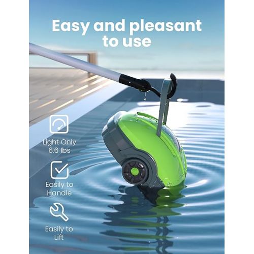  WYBOT Cordless Robotic Pool Cleaner, Automatic Pool Vacuum, Powerful Suction, Dual-Motor, for Above/In Ground Flat Pool Up to 525 Sq.Ft -Osprey200 (Green)