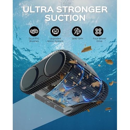  (2024 New) WYBOT C1 Cordless Robotic Pool Cleaner for In Ground Pools, 150mins Runtime, Pool Vacuum Robot with Upgraded Triple-Motor, Wall Climbing, Intelligent Route Planning, Up to 65 FT in Length