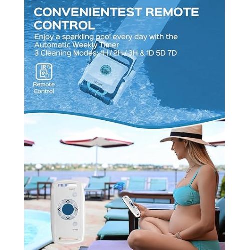  WYBOT Grampus 1300 Robotic Pool Cleaner, Ultra Strong Suction, Wall Climb Pool Vacuum with Remote Control, Triple-axis Motors, Auto Clean, Large Filter Basket, Ideal for In-Ground Pools Up to 60 Feet