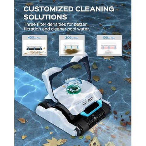  WYBOT Grampus 1300 Robotic Pool Cleaner, Ultra Strong Suction, Wall Climb Pool Vacuum with Remote Control, Triple-axis Motors, Auto Clean, Large Filter Basket, Ideal for In-Ground Pools Up to 60 Feet