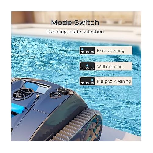  (2024 New) WYBOT C1 Pro Robotic Pool Cleaner Vacuum with APP, Manual Mode Switching & Wall Climbing, 65W Suction Power, 150 Mins, 1614 sq.ft, Intelligent Route Planning, Ideal for Inground Pools