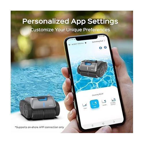  (2024 New) WYBOT C1 Pro Robotic Pool Cleaner Vacuum with APP, Manual Mode Switching & Wall Climbing, 65W Suction Power, 150 Mins, 1614 sq.ft, Intelligent Route Planning, Ideal for Inground Pools