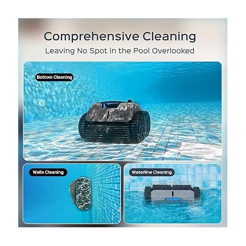  (2024 New) WYBOT C1 Pro Robotic Pool Cleaner Vacuum with APP, Manual Mode Switching & Wall Climbing, 65W Suction Power, 150 Mins, 1614 sq.ft, Intelligent Route Planning, Ideal for Inground Pools
