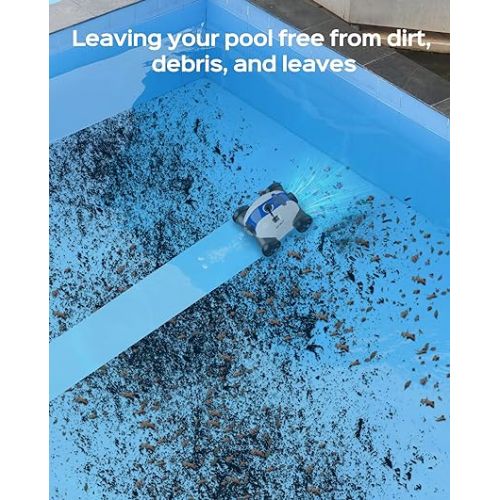  WYBOT 2024 Cordless Robotic Pool Cleaner, Automatic Pool Vacuum with Powerful Suction, Last 90 Mins, LED Indicator, Self-Parking, Ideal for Above/In-Ground Flat Pools, Osprey 300 Grey.