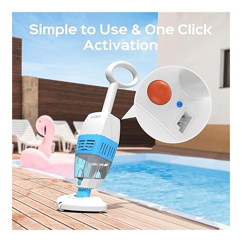  （2024 NEW）WYBOT Pool Vacuum with Telescopic Alum Pole, Rechargeable Handheld Hot Tub Vacuum Cleaner, Replaceable Chassis, 60-Mins, Mesh Iron Filter, Enhanced Suction, Ideal for Above Ground Spa Pools