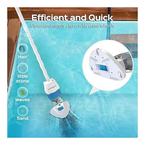  （2024 NEW）WYBOT Pool Vacuum with Telescopic Alum Pole, Rechargeable Handheld Hot Tub Vacuum Cleaner, Replaceable Chassis, 60-Mins, Mesh Iron Filter, Enhanced Suction, Ideal for Above Ground Spa Pools