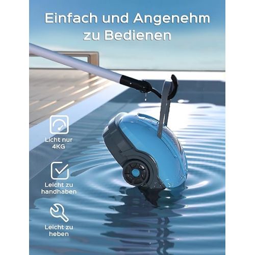  WYBOT Cordless Robotic Pool Vacuum,180μm Fine Filter, Powerful Suction,Dual-Motor, Automatic Pool Cleaner Ideal for Above/In Ground Flat Pool-Osprey200 Blue