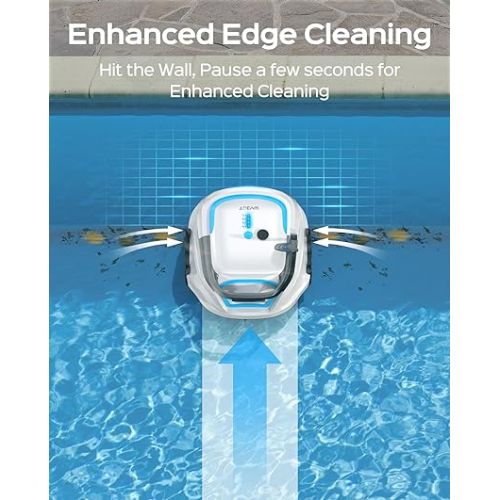  (2024 New) WYBOT A1 Cordless Pool Vacuum, Robotic Automatic Pool Cleaner with 120 Mins, Double Filters, LED Indicator, Fast Charging, Ideal for Above Ground Flat Pools - BlueWhite