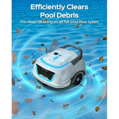  (2024 New) WYBOT A1 Cordless Pool Vacuum, Robotic Automatic Pool Cleaner with 120 Mins, Double Filters, LED Indicator, Fast Charging, Ideal for Above Ground Flat Pools - BlueWhite