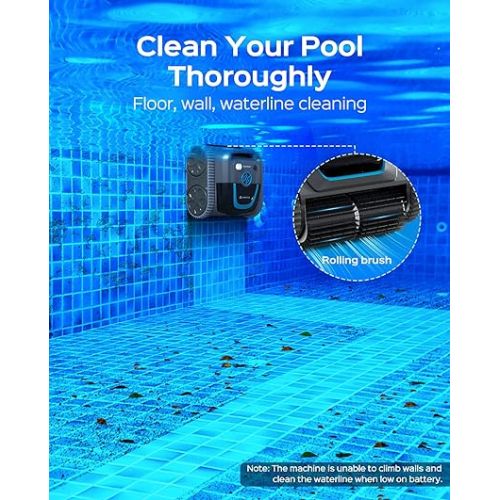  (2024 Upgrade) WYBOT S1 Cordless APP Robotic Pool Cleaner with Wall Climbing, Smart Mapping, Pool Vacuum, 180 Mins Long Running Time, Fast Charging, Automatic Pool Robot Ideal for Inground Pools