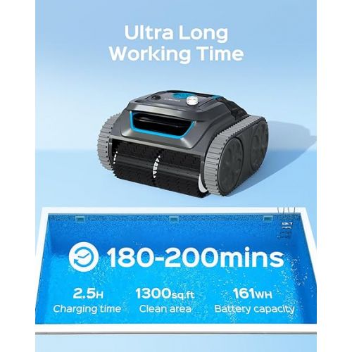  WYBOT S1 High-End Wall Climbing Robotic Pool Cleaner with Intelligent Path Cleaning, APP Setting, Ultra Suction Power, Last 180 Mins, Cordless Automatic Pool Vacuum Robot Ideal for Inground Pools