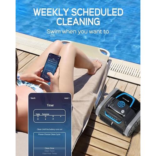  WYBOT S1 High-End Wall Climbing Robotic Pool Cleaner with Intelligent Path Cleaning, APP Setting, Ultra Suction Power, Last 180 Mins, Cordless Automatic Pool Vacuum Robot Ideal for Inground Pools