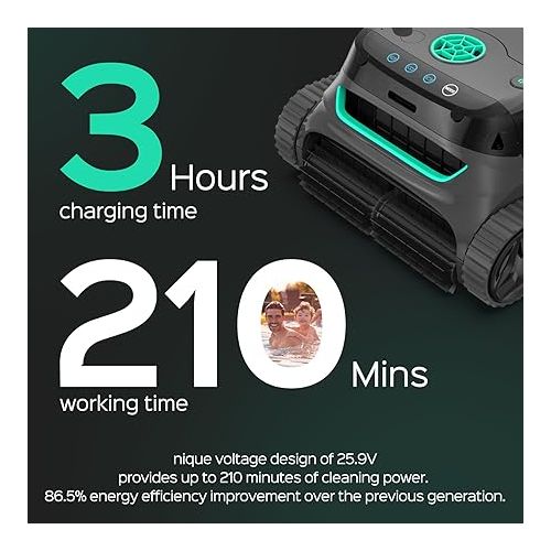  (2024 New) WYBOT S2 Cordless Pool Vacuum, Robotic Cleaner for Inground Pools, Touch Mode Switch, 210min Runtime, Brushless Motor, Intelligent Navigation, 3H Fast Charging, Up to 3229 Sq.Ft