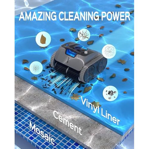  WYBOT Automatic Pool Cleaner Vacuum with APP, 180Mins Last, 15000mAh Battery, Wall Climbing Pool Robot, Super Suction, Smart Mapping, Full-Customize Clean, Ideal for Inground Pools, Osprey 700 Max.