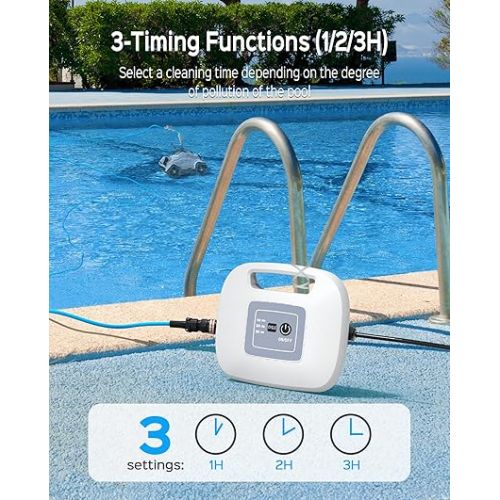  WYBOT Grampus 400 Robotic Pool Vacuum Cleaner, Automatic Pool Cleaners with Dual-Drive Motors, Strong Suction, 1/2/3H Long Running Time, Above/In Ground Pool Cleaner with 33ft Swivel Floating Cable
