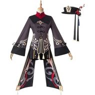 WYKBPX Genshin Impact Hu Tao Cosplay Costume Outfit Game National?Style Long Tail Tassels Dress Pants Uniform Set Halloween