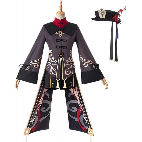  할로윈 용품WYKBPX Genshin Impact Hu Tao Cosplay Costume Outfit Game National?Style Long Tail Tassels Dress Pants Uniform Set Halloween