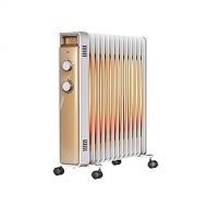 WYKDL 2200W Oil Filled Radiator Heater, Portable Space Heater with Safety Protection, 3 Heat Settings Intelligent Constant Temperature（Color：Gold）