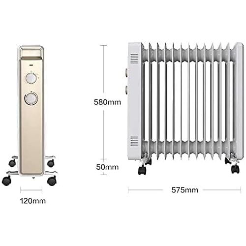  WYKDL 2200W Oil Filled Radiator Heater, Portable Space Heater with Safety Protection, 3 Heat Settings Intelligent Constant Temperature（Color：Gold）