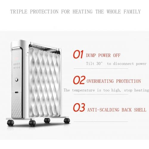  WYKDL Oil Filled Radiator, LED Display Fast Heating Electric Space Heater, 3 Power Settings, Adjustable Temperature & Timer 2200W