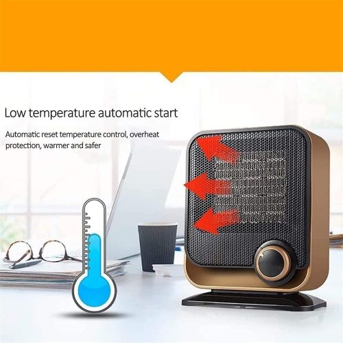  WYKDL Portable Space Heater for Bedroom, PTC Ceramic Heater with Tip-Over & Overheat Protection for Office Desk Indoor Use 1000W（Color：Brown）