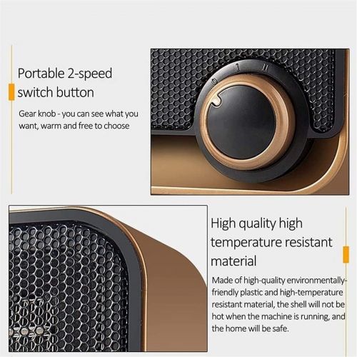  WYKDL Portable Space Heater for Bedroom, PTC Ceramic Heater with Tip-Over & Overheat Protection for Office Desk Indoor Use 1000W（Color：Brown）