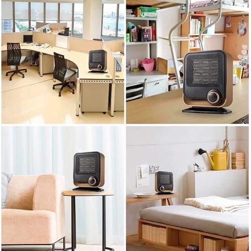  WYKDL Portable Space Heater for Bedroom, PTC Ceramic Heater with Tip-Over & Overheat Protection for Office Desk Indoor Use 1000W（Color：Brown）