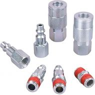 WYNNsky Air Tool Coupler and Plug Kit, 1/4 Inch NPT Fittings Industrial Type, 7 Piece w/Storage Case