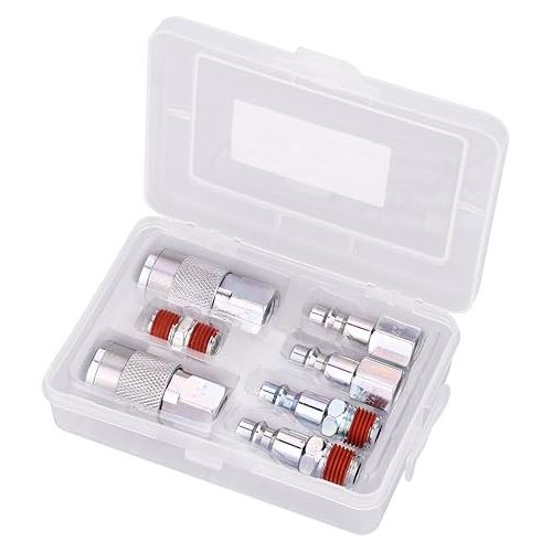  WYNNsky Air Tool Coupler and Plug Kit, 1/4 Inch NPT Fittings Industrial Type, 7 Piece w/Storage Case