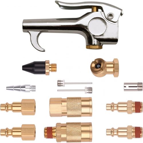  WYNNsky 1/4 NPT Air Blow Gun and Brass Air Accessory Kit, Air Compressor Connect Coupler/Plug - 13 Piece Air Tools Kit