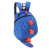 WYSBAOSHU Children Cute Cartoon Backpack Bag Anti Lost Bag Dinosaur Shape (Blue)