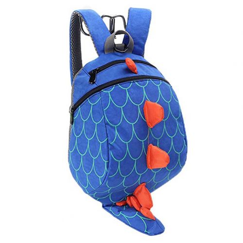  WYSBAOSHU Children Cute Cartoon Backpack Bag Anti Lost Bag Dinosaur Shape (Blue)