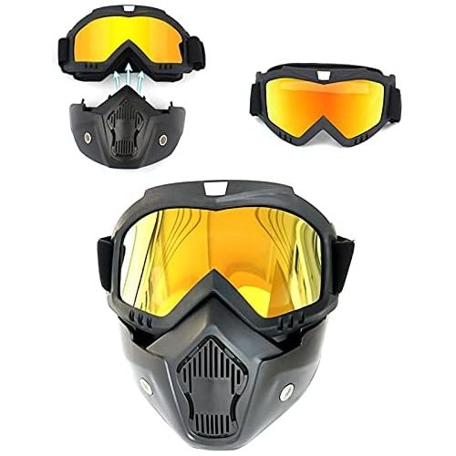  WYWY Snowboard Goggles Glasses Safety Goggles with Mouth Filter Unisex Ski Snowboard Mask Snowmobile Skiing Goggles Windproof Motocross Protective Ski Goggles (Color : Gold)