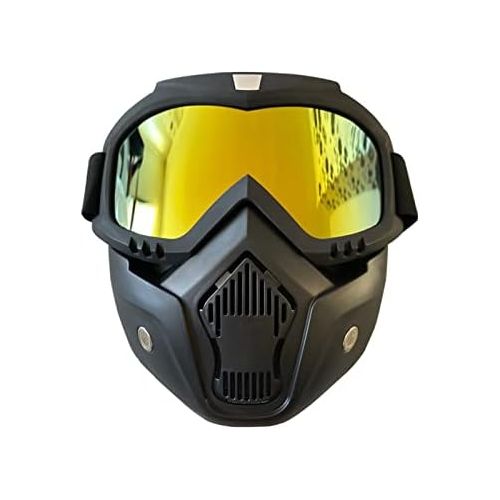  WYWY Snowboard Goggles Glasses Safety Goggles with Mouth Filter Unisex Ski Snowboard Mask Snowmobile Skiing Goggles Windproof Motocross Protective Ski Goggles (Color : Gold)