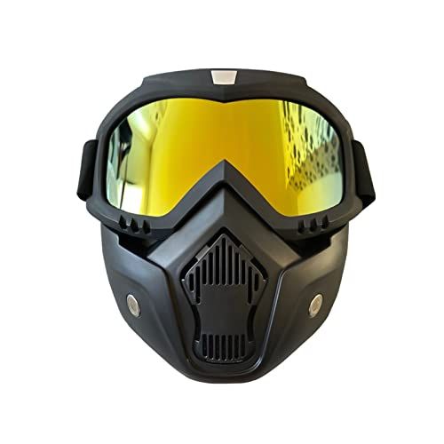  WYWY Snowboard Goggles Glasses Safety Goggles with Mouth Filter Unisex Ski Snowboard Mask Snowmobile Skiing Goggles Windproof Motocross Protective Ski Goggles (Color : Gold)