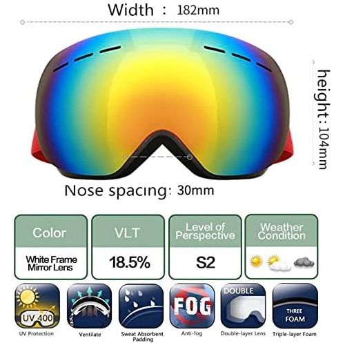  WYWY Snowboard Goggles Ski Goggles Sunglasses Men Women Winter Anti-Fog Snow Ski Glasses with Free Mask Double Layers Uv400 Snowboard Goggles Ski Goggles (Color : 4)
