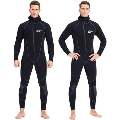  Wetsuits Men's Ultra Stretch 7Mm Neoprene Wetsuit, Winter Warm Front Zip Full Body Diving Suit for Snorkeling Scuba Diving Swimming Surfing