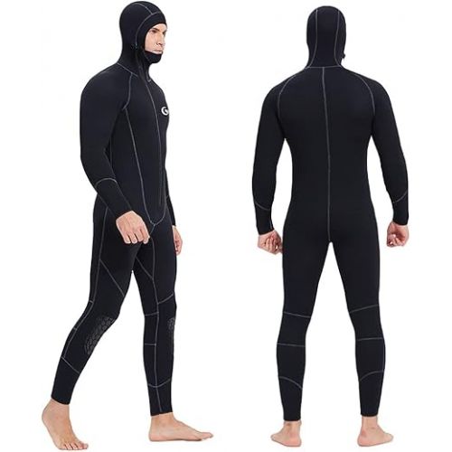  Wetsuits Men's Ultra Stretch 7Mm Neoprene Wetsuit, Winter Warm Front Zip Full Body Diving Suit for Snorkeling Scuba Diving Swimming Surfing