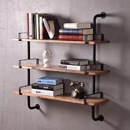 WYZ Reclaimed Wood&Industrial DIY Pipe Shelf Shelves Steampunk Rustic Urban Bookcase 3 Tier Book shelevs