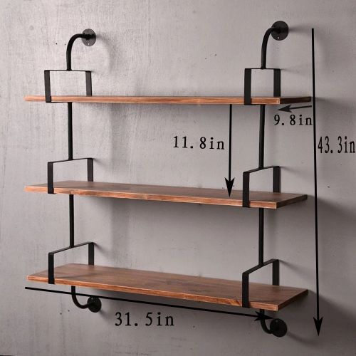  WYZ Reclaimed Wood&Industrial DIY Pipe Shelf Shelves Steampunk Rustic Urban Bookcase 3 Tier Book shelevs