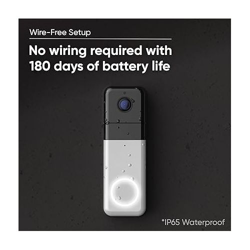  Wyze Wireless Video Doorbell Pro (Chime Included), 1440 HD Video, 1:1 Aspect Ratio: 1:1 Head-to-Toe View, 2-Way Audio, Night Vision