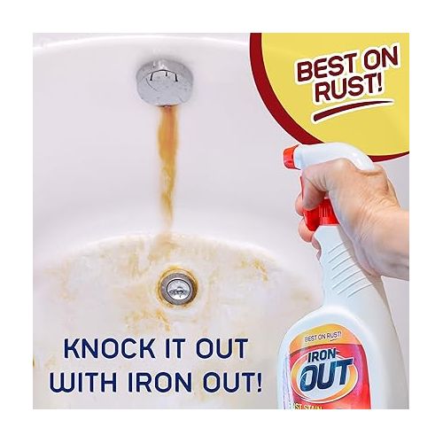  IRON OUT Rust Stain Remover Spray Gel, Remove Rust Stains in Bathrooms, Kitchens, Laundry, and Outdoors, 24 Ounces, 3-Pack