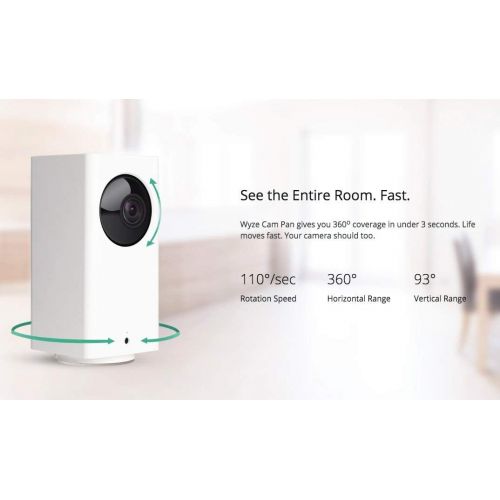  [아마존베스트]Wyze Cam Pan 1080p Pan/Tilt/Zoom Wi-Fi Indoor Smart Home Camera with Night Vision, 2-Way Audio, Works with Alexa & the Google Assistant, White - WYZECP1