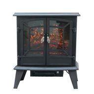 WYZXR Black Freestanding Fireplace 1800W Electric Stove Heating with Wood Stove Flame Effect for Living Room Bedroom