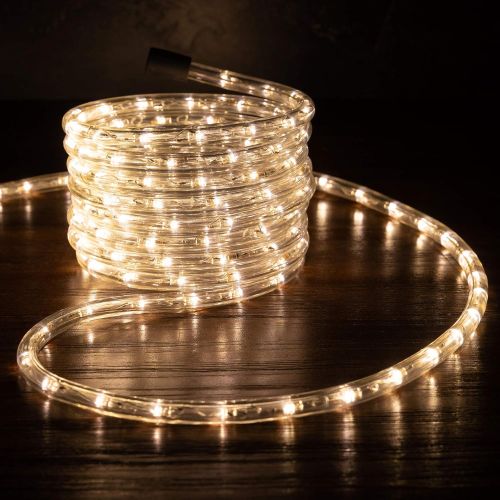  WYZworks 300 feet Warm White 3/8 LED Rope Lights | UL & ETL Certified IP65 Water Resistant Flexible 2 Wire Accent Holiday Christmas Party Decoration Indoor/Outdoor Lighting