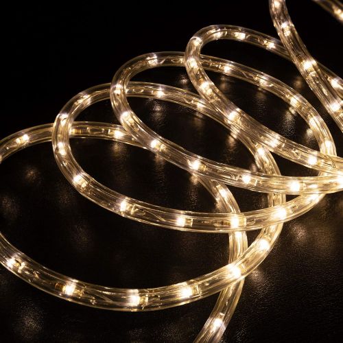  WYZworks 300 feet Warm White 3/8 LED Rope Lights | UL & ETL Certified IP65 Water Resistant Flexible 2 Wire Accent Holiday Christmas Party Decoration Indoor/Outdoor Lighting