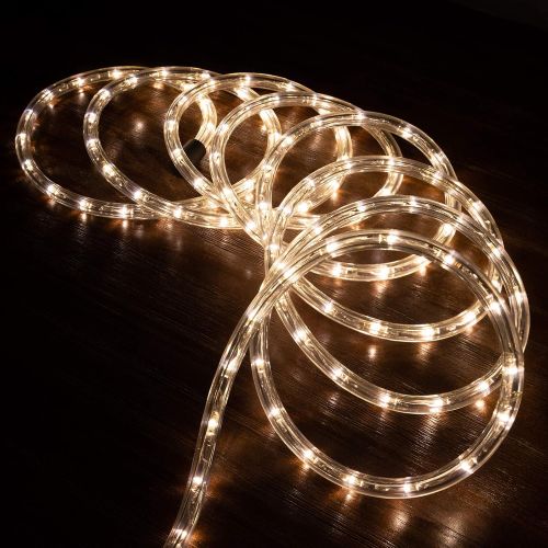  WYZworks 300 feet Warm White 3/8 LED Rope Lights | UL & ETL Certified IP65 Water Resistant Flexible 2 Wire Accent Holiday Christmas Party Decoration Indoor/Outdoor Lighting