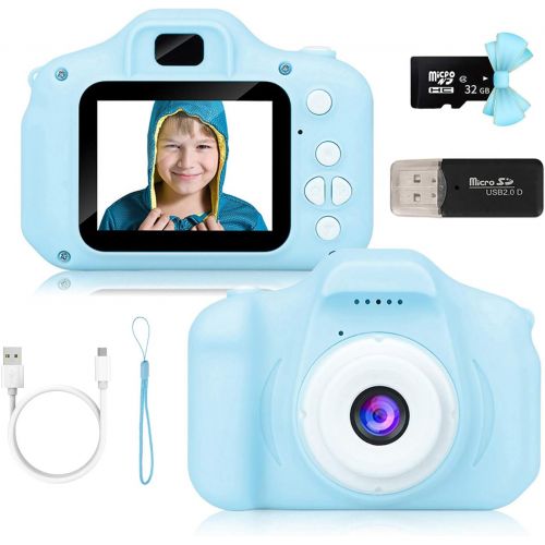  [아마존베스트]WZMEYAO Kids Camera for Boys and Girls, Digital Camera Toy Gifts Ideas for Birthday and Christmas,Rechargeable Kids Video Camera Recorder,Portable Toy for Age 2 to 10 Years Old with 32GB M